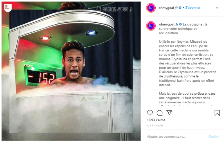 Neymar utilise la cryothérapie Corps Entier pour récupérer.